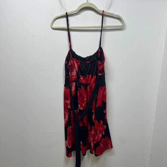 Y2k Red & Black Floral Sleeveless JFW baby-doll Dress Waist Tie - XL whimsigoth - Picture 5 of 9